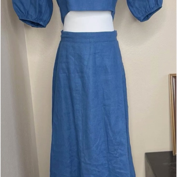 Reformation Yucca linen two piece in blue size 0 - Picture 4 of 12
